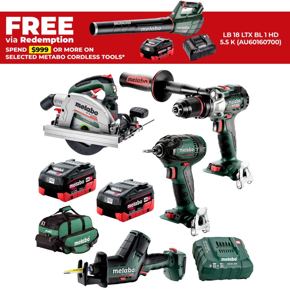 Metabo MET18BL4LB2HD5.5DP (AU68402650) 18V 5.5Ah Li-ion Cordless Brushless 4pce Combo Kit – image 1