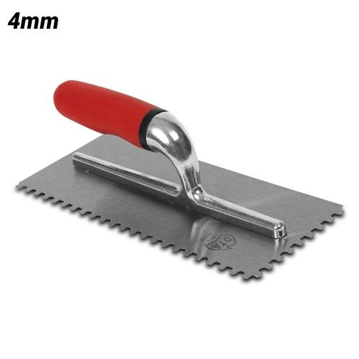 DTA BSTV4 4mm Stainless Steel V Notch Adhesive Trowel with Rubber Handle