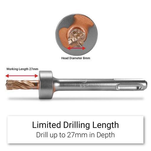 Xtorque XSD827 Platinum 8mm x 27mm Stop Drill SDS Plus 4 Cutter Drill Bit - MADE IN GERMANY – image 2