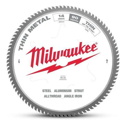 Milwaukee 48408510 355mm (14") 90T Thin Metal Ferrous Wet & Dry Circular Saw Blade – image 2