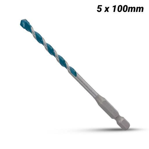 Makita E-14956 5 x 100mm 1/4” Hex Shank Multi-Material TCT Drill Bit