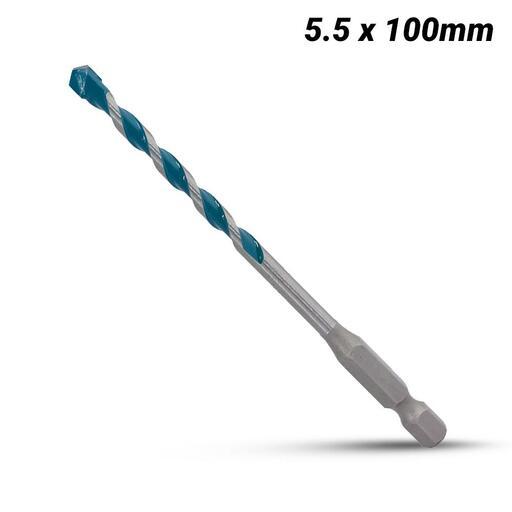 Makita E-14962 5.5 x 100mm 1/4” Hex Shank Multi-Material TCT Drill Bit