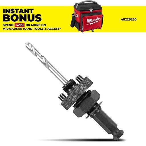 Milwaukee 49569100 7/16" Hex Quick CHange Arbor No Wobble to suit Large Hole Saws