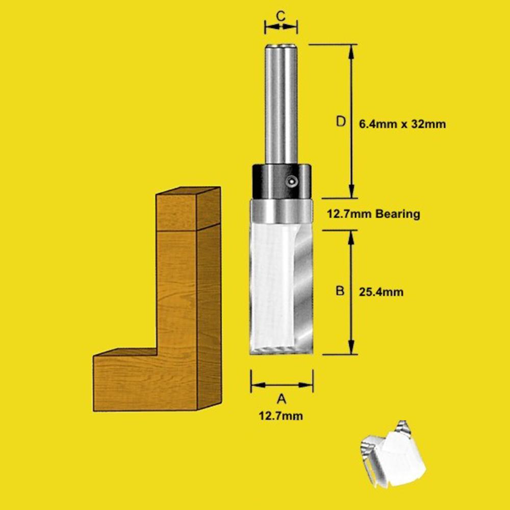 TruaCut TB8216 12.7mm 1/4" Shank Inverted Flush Trim Router Bit