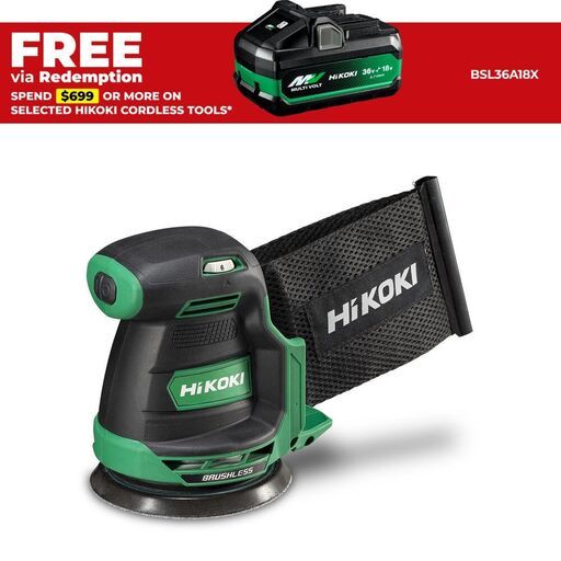 HiKOKI SV1813DA(H4Z) 18V Li-ion Cordless Brushless 125mm (5") Orbital Sander - Skin Only