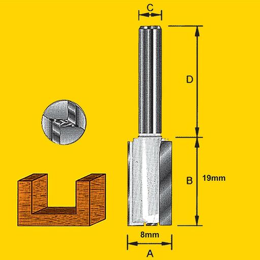 TruaCut TM208 8.0mm 1/4" Shank Straight Double Flute Router Bit – image 3
