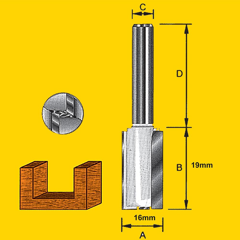 TruaCut TM216 16.0mm 1/4" Shank Straight Double Flute Router Bit – image 3