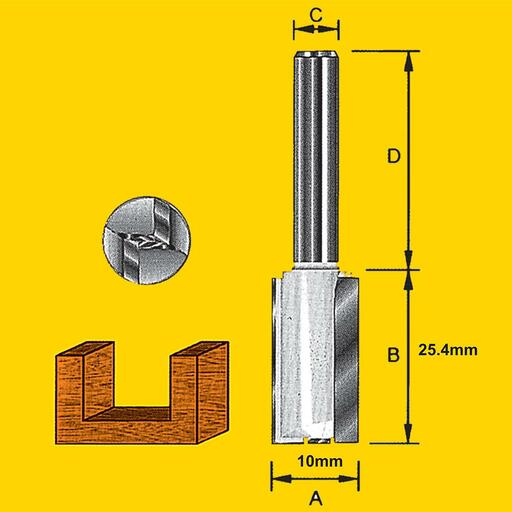 TruaCut TMX210 10.0mm 1/4" Shank Straight Double Flute Extra Long Router Bit – image 3