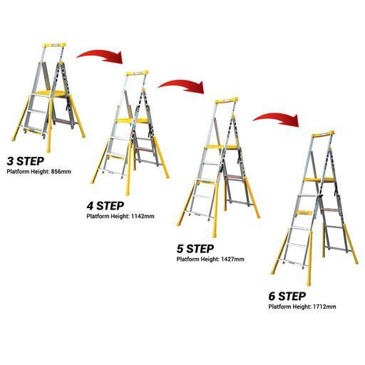 Bailey FS13999 0.85m - 1.71m Adjustable Height Aluminium Platform 3-6 Step Ladder – image 2
