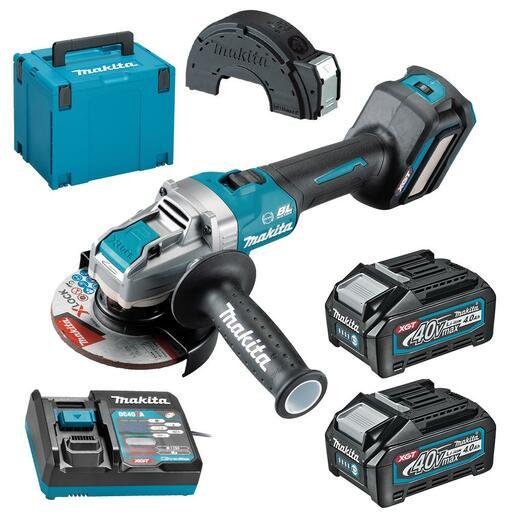 Makita GA041GM202 40V Max 4.0Ah Li-ion Cordless Brushless XGT X-Lock 125mm (5") Slide Switch Angle Grinder Combo Kit