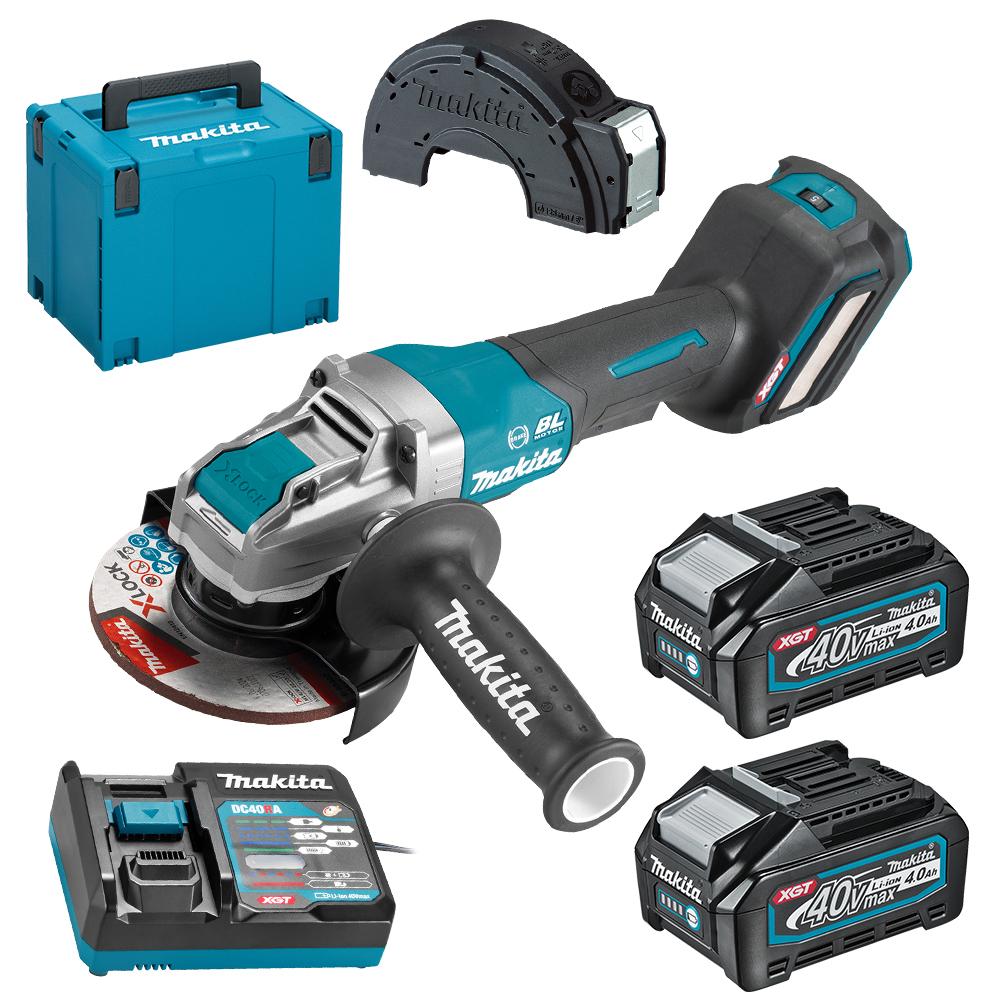 Makita GA044GM202 40V Max 4.0Ah Li-ion Cordless Brushless XGT X-Lock 125mm (5") Paddle Switch Angle Grinder Combo Kit – image 1
