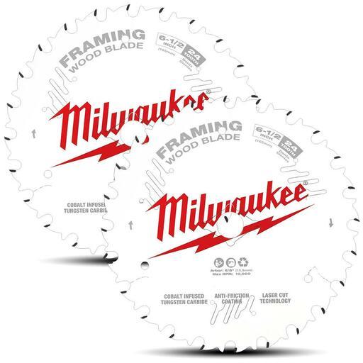 Milwaukee 48418621 2-Pack 165mm (6-1/2") 24-Tooth Framing Wood Circular Saw Blades – image 2