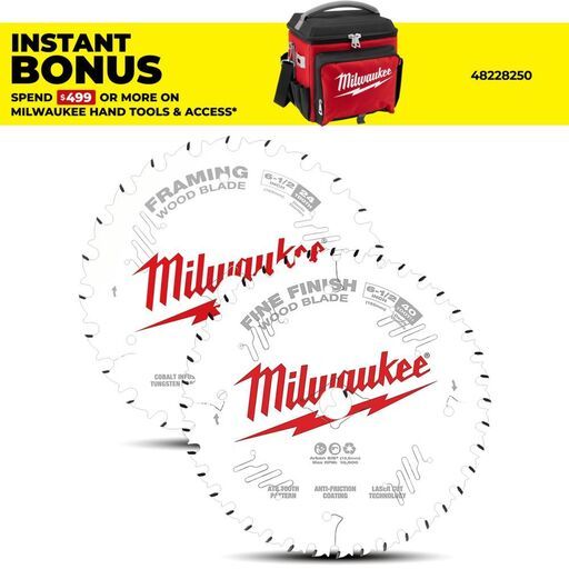 Milwaukee 48418632 2pce 165mm (6-1/2") 24-Tooth Framing & 40-Tooth Fine Finish Wood Circular Saw Blades Set