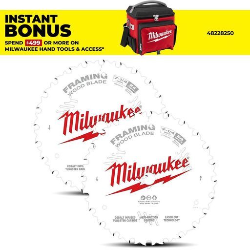 Milwaukee 48418721 2-Pack 184mm (7-1/4") 24-Tooth Framing Wood Circular Saw Blades