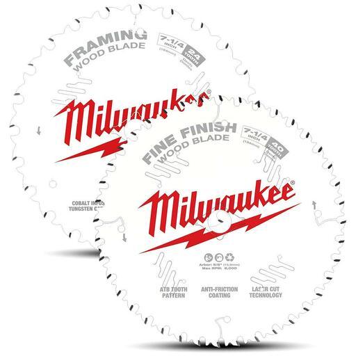 Milwaukee 48418732 2pce 184mm (7-1/4") 24-Tooth Framing & 40-Tooth Fine Finish Wood Circular Saw Blades Set – image 2