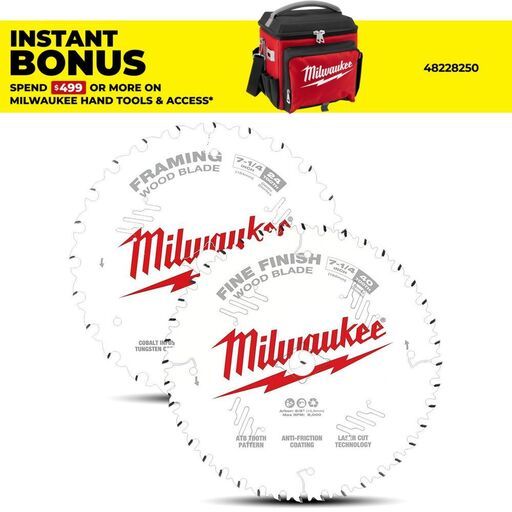 Milwaukee 48418732 2pce 184mm (7-1/4") 24-Tooth Framing & 40-Tooth Fine Finish Wood Circular Saw Blades Set