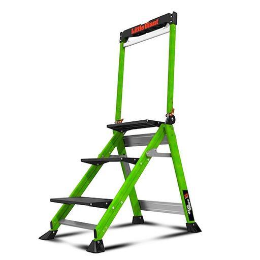 Little Giant Ladder Systems 11933 660mm 150kg Fibreglass 3-Step Ladder Stool with Handrail
