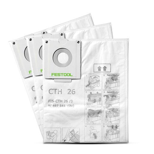 Festool FIS for CTH 26/3x (497541) 3-Pack H Class Safety Filter Bag Suits CTH 26 – image 3