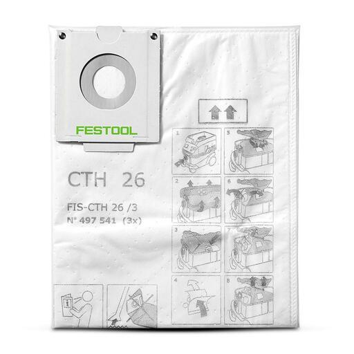 Festool FIS for CTH 26/3x (497541) 3-Pack H Class Safety Filter Bag Suits CTH 26 – image 2