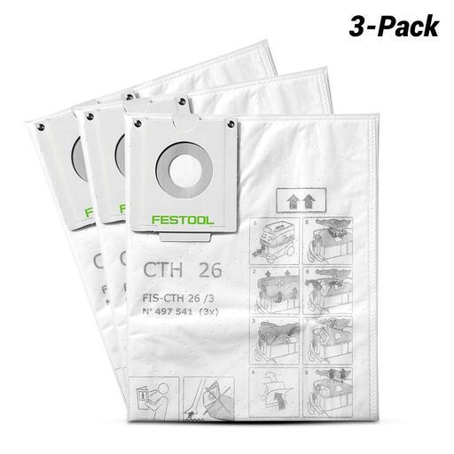Festool FIS for CTH 26/3x (497541) 3-Pack H Class Safety Filter Bag Suits CTH 26