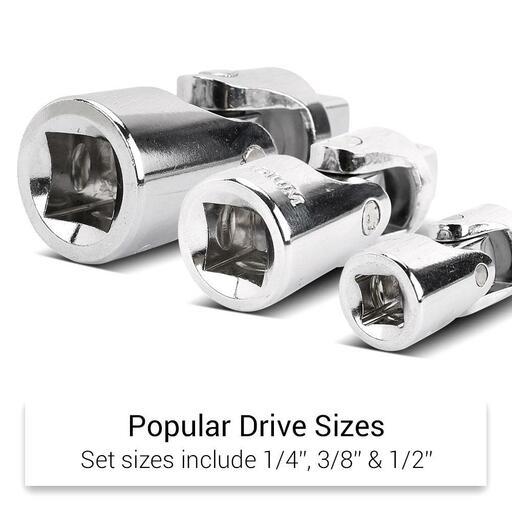 Daytona D3PCEUNI 3pce 1/4", 3/8" & 1/2" Drive Universal Joint Adaptor Set – image 4