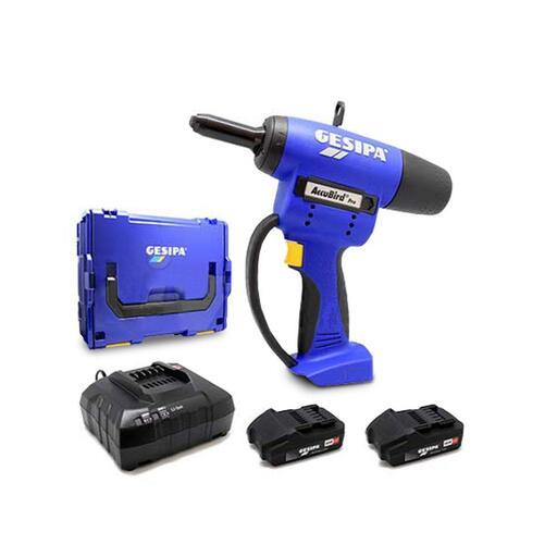 Gesipa GT-ABPRO-C2 18V 2.0Ah Li-ion Cordless Accubird Pro Rivet Tool Combo Kit
