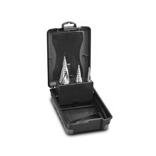 Bordo 8031-S1 3pce Metric Spiral Flute Hex Shank HSS Step Drill Set