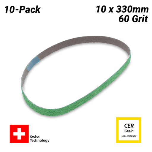 Sia Abrasives 2511 10-Pack 10mm x 330mm P60 Ceramic Sanding Belt – image 3