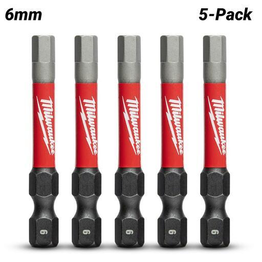 Milwaukee 48324690 5-Pack 6mm 50mm (2") SHOCKWAVE Hex Power Bits – image 2