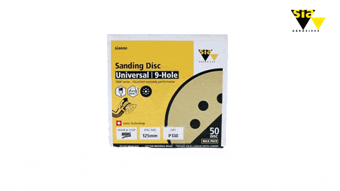 Sia Abrasives F03E02DD39 50-Pack 125mm 180 Grit Universal 9-Hole Hook & Loop Sanding Disc – image 3