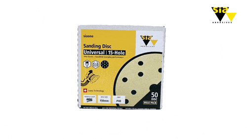 Sia Abrasives F03E02DD2X 50-Pack 150mm 40 Grit Universal 15-Hole Hook & Loop Sanding Disc – image 3