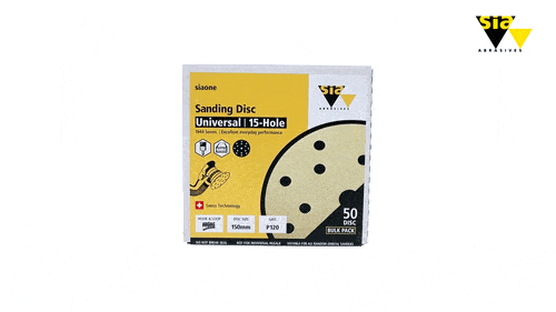Sia Abrasives F03E02DD30 50-Pack 150mm 120 Grit Universal 15-Hole Hook & Loop Sanding Disc – image 3