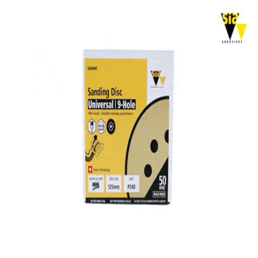 Sia Abrasives F03E02DD3A 50-Pack 125mm 240 Grit Universal 9-Hole Hook & Loop Sanding Disc – image 3