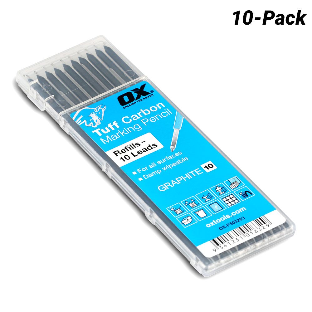 OX Tools OX-P503203 10-Pack Tuff Carbon Marking Pencil Graphite Lead Refills – image 1