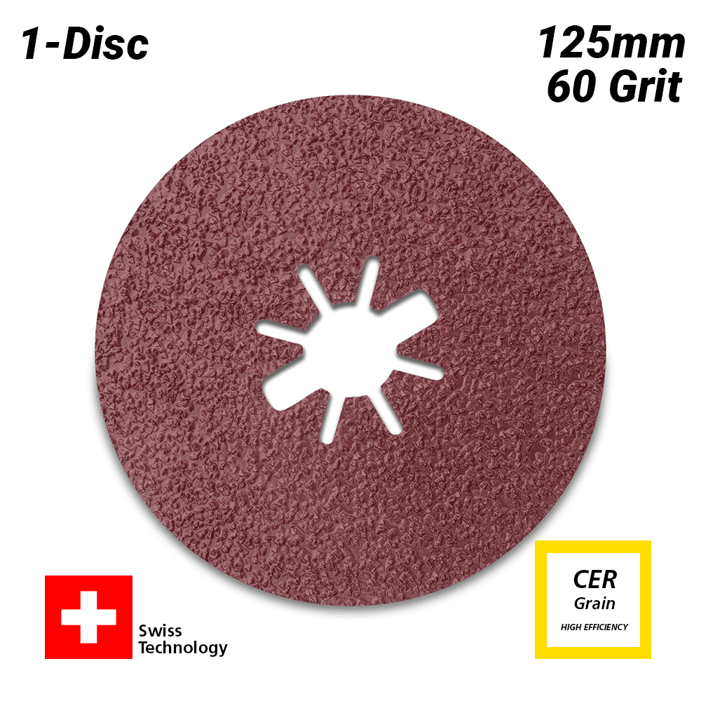Sia Abrasives F03E007TA7 125mm x 22mm X-Lock P60 Ceramic Fibre Disc