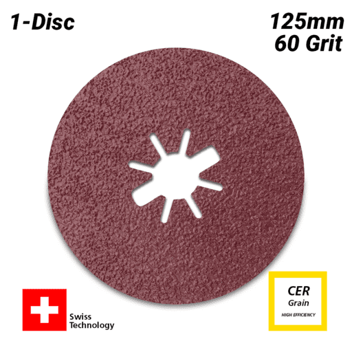 Sia Abrasives F03E007TA7 125mm x 22mm X-Lock P60 Ceramic Fibre Disc