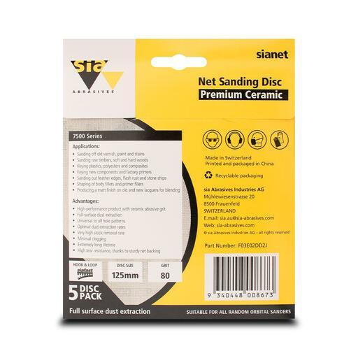 Sia Abrasives F03E02DD2J 5-Pack 125mm P80 Sanding Disc  – image 3