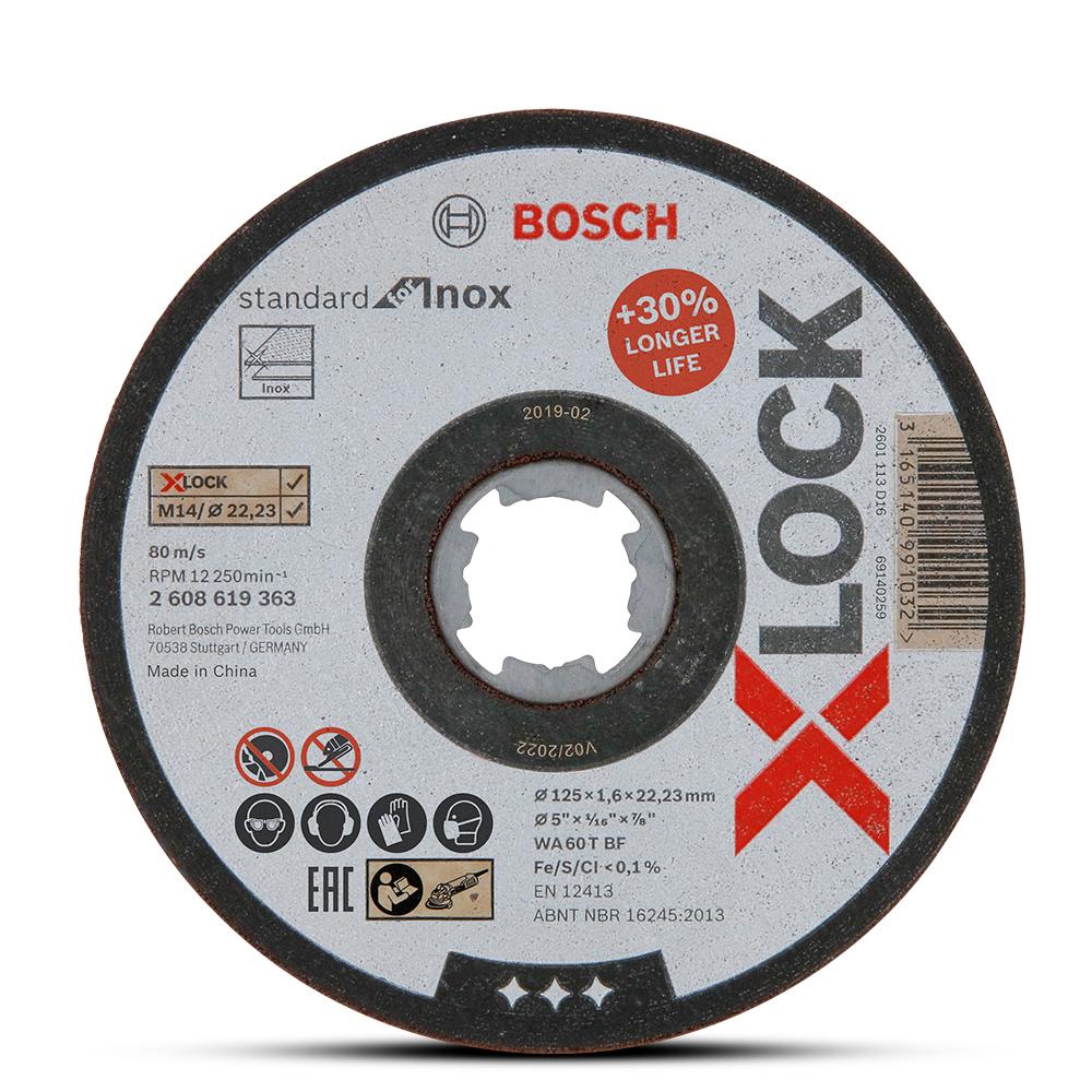 Bosch X-LOCK STANDARD INOX (2.608.619.363) 125mm x 1.6mm x 22.23mm Straight Cut Off Disc – image 2