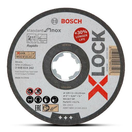 Bosch X-LOCK STANDARD INOX (2.608.619.262) 125mm x 1mm x 22.23mm Straight Metal Cut Off Disc – image 2