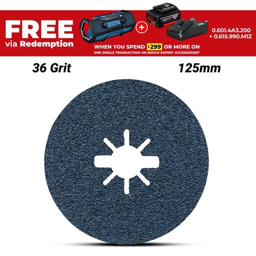Bosch BFM,125,G36,X-LOCK (2.608.619.160) EXPERT 125mm (5") 36 Grit R574 Fibre Sanding Discs