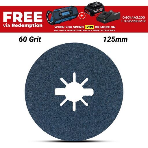 Bosch BFM,125,G60,X-LOCK (2.608.619.161) EXPERT 125mm (5") 60 Grit R574 Fibre Sanding Discs