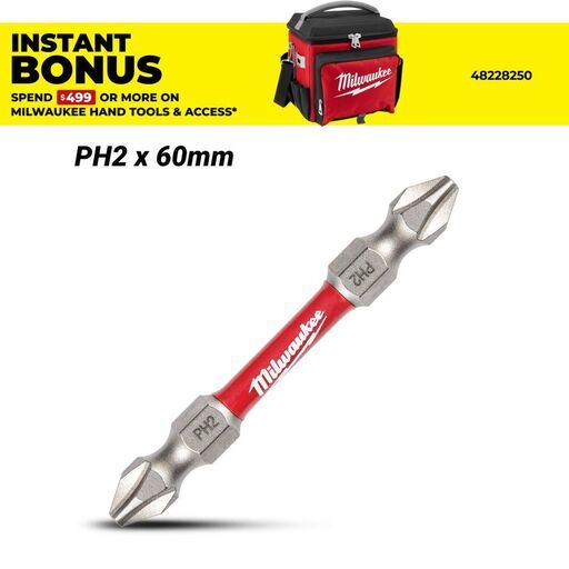 Milwaukee 48324318 SHOCKWAVE PH2/PH2 60mm Double Ended Driver Bit