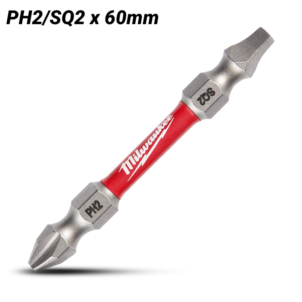 Milwaukee 48324311 SHOCKWAVE PH2/SQ2 60mm Double Ended Driver Bit