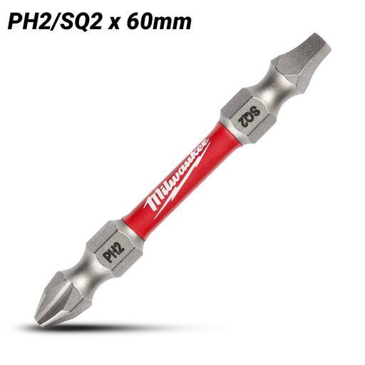 Milwaukee 48324311 SHOCKWAVE PH2/SQ2 60mm Double Ended Driver Bit – image 2