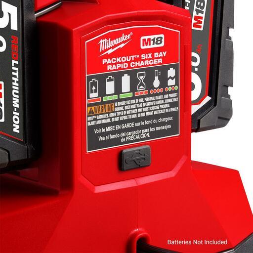 Milwaukee M18PC6 18V Li-ion PACKOUT 6 Bay Rapid Battery Charger – image 4