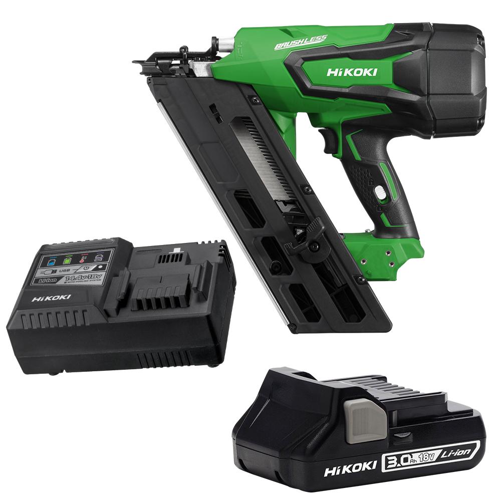 HiKOKI NR1890DBCL HBZ 18V 3.0Ah Li ion Cordless Brushless Framing Nailer Combo Kit