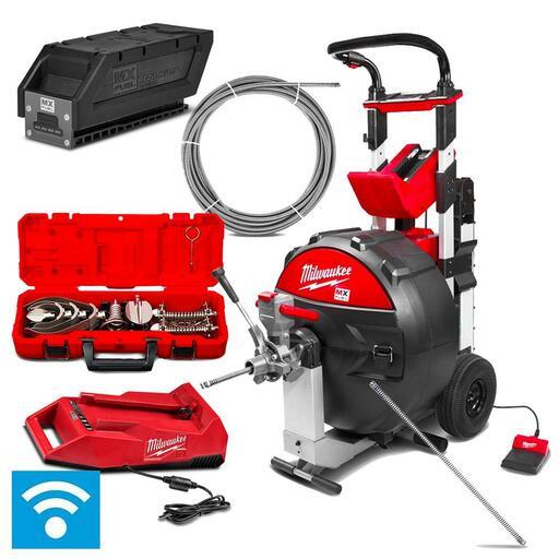 Milwaukee MXLSCP-0Z + MXFCP203 + MXFC + 48532840 + 48532902 + 48532450 MX FUEL Sewer Drum Machine with POWERTREDZ Lift Assist Combo Kit