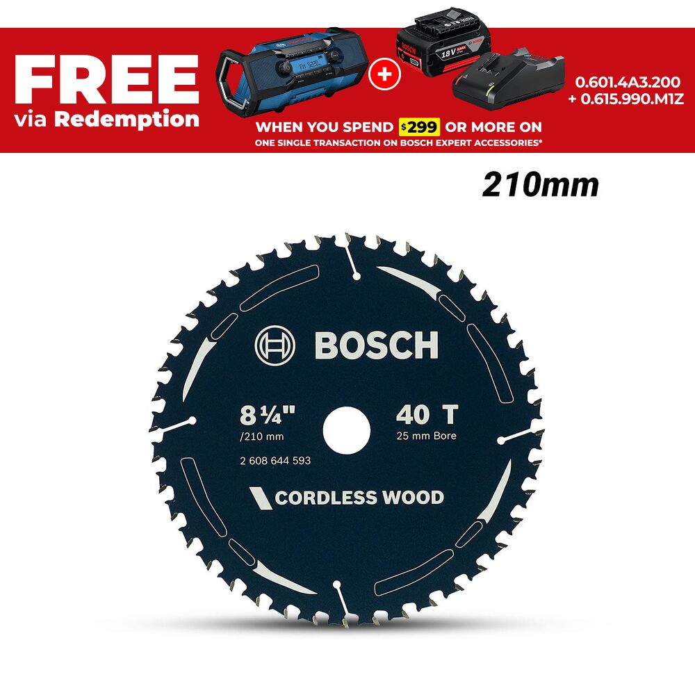 Bosch CO WOOD H 210X25-40 (2.608.644.593) EXPERT 210mm (8.2") 40T Cordless Wood Circular Saw Blade – image 1