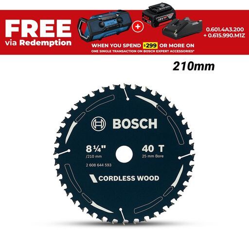 Bosch CO WOOD H 210X25-40 (2.608.644.593) EXPERT 210mm (8.2") 40T Cordless Wood Circular Saw Blade