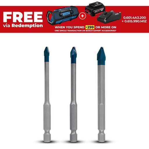 Bosch 2.608.900.595 EXPERT 3pce 90mm HEX-9 HardCeramic Drill Bit Set